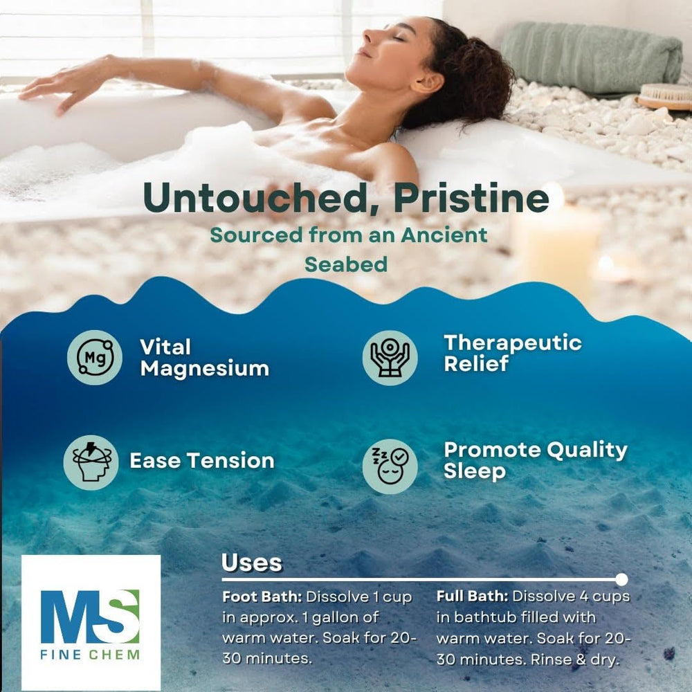 MS Finechem Pure Magnesium Flakes foot bath setup demonstrating easy foot soak.