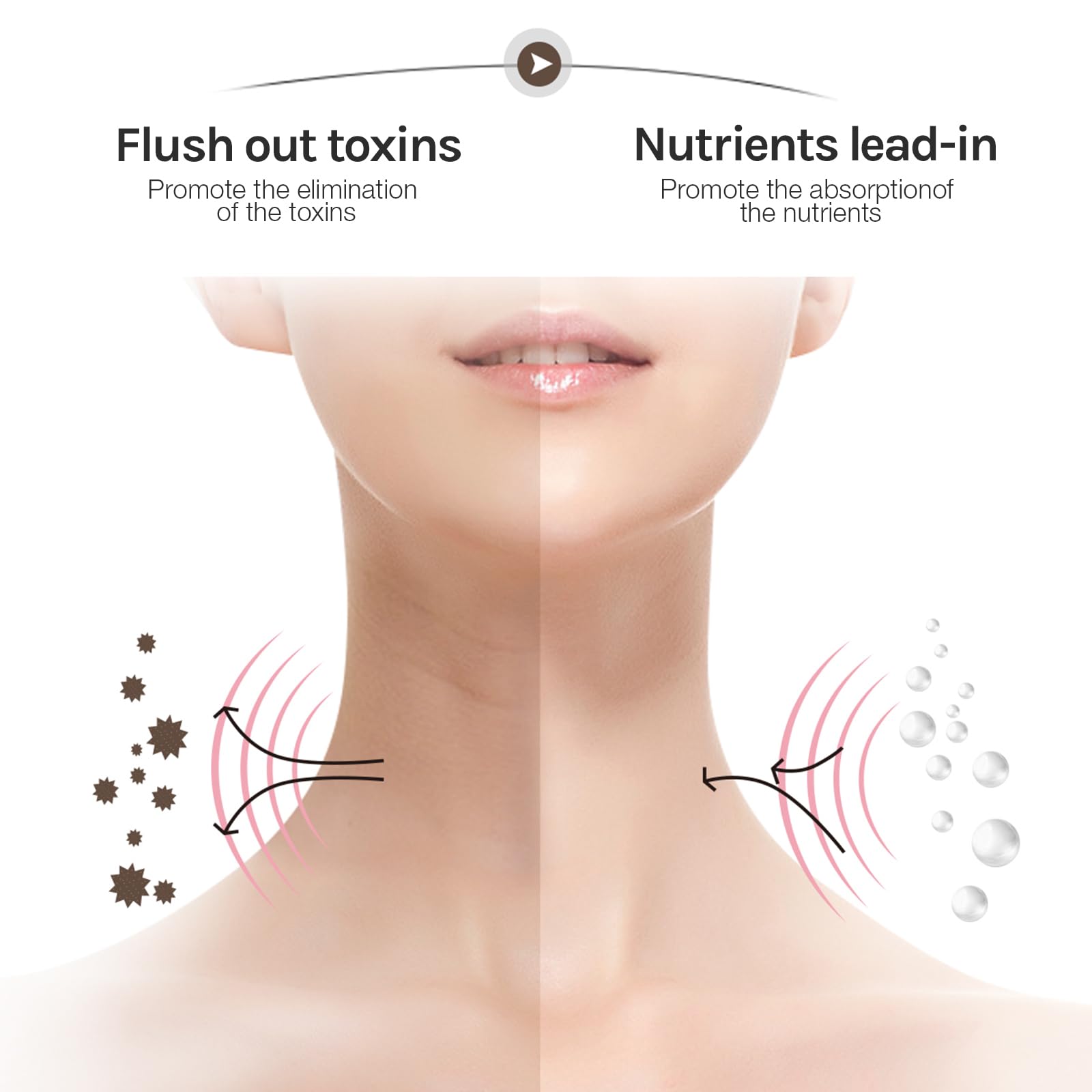 Ms.W massager being used on face and neck with curved head.