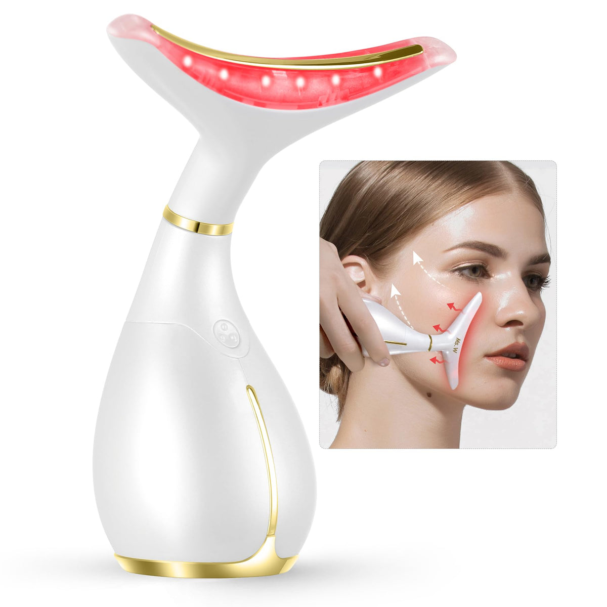 Ms.W red light facial massager front view for an at-home skincare routine.