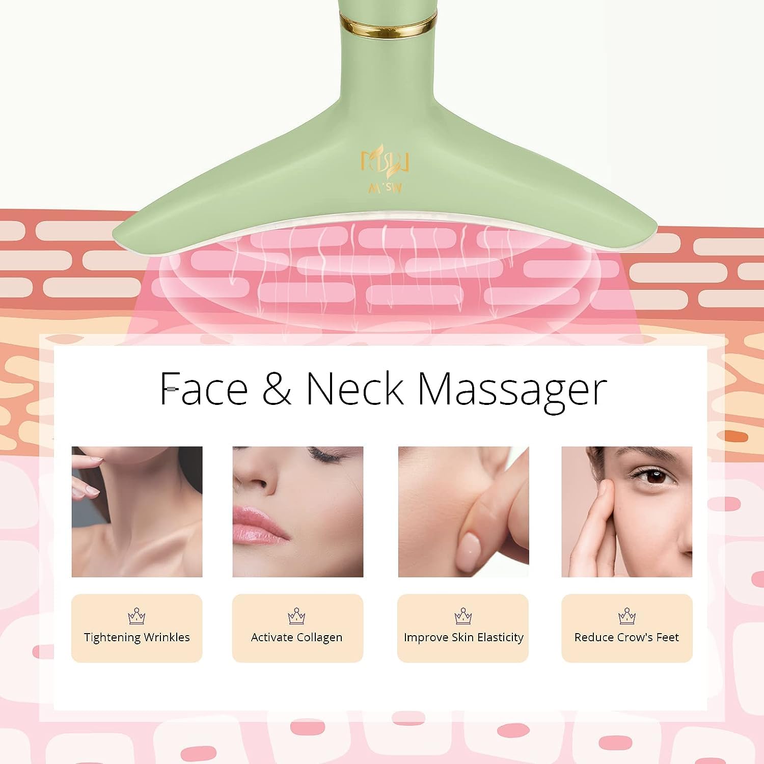 Ms.W red light facial massager mode 2 with heat for mid-level massage