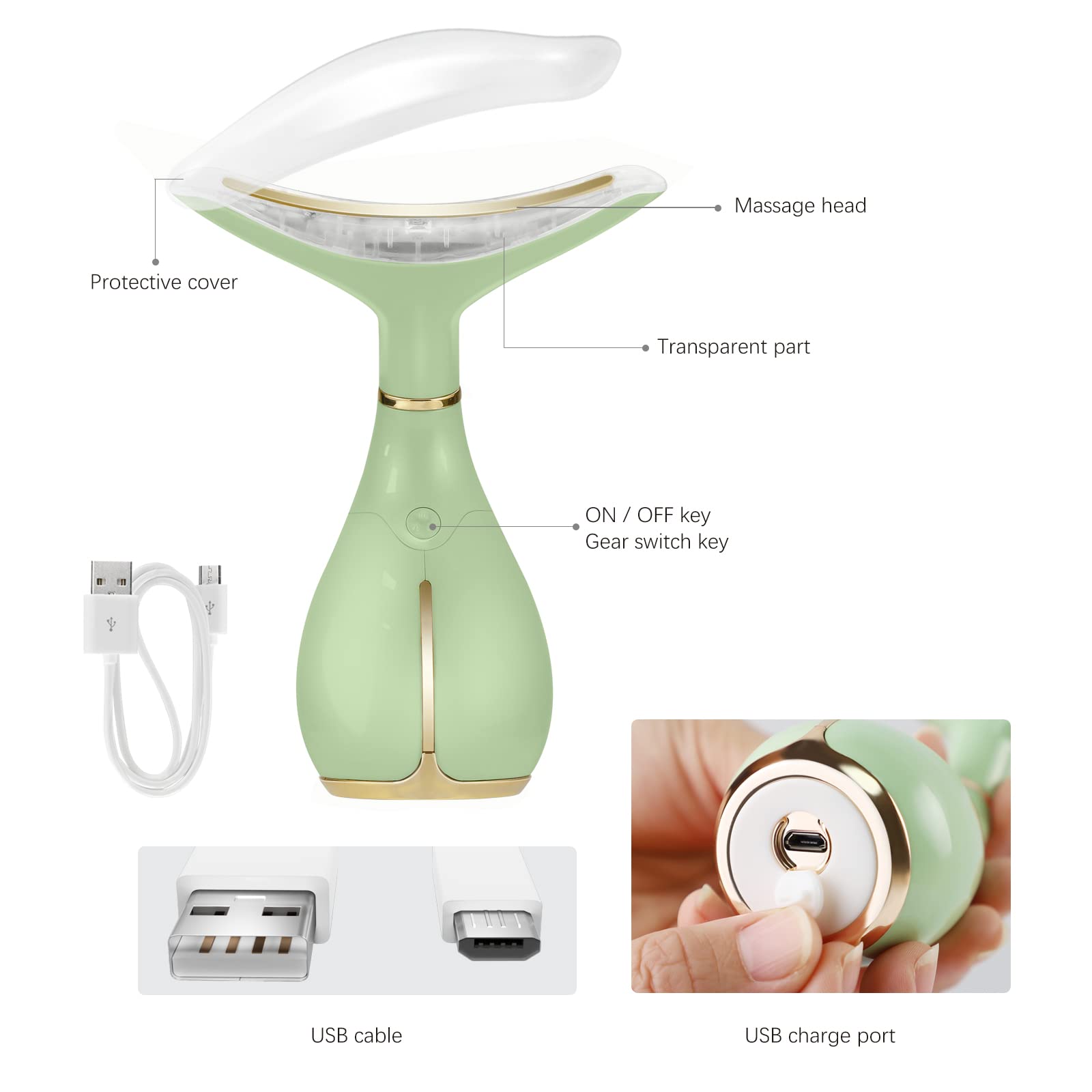 Ms.W red light facial massager on neck area for soothing relief