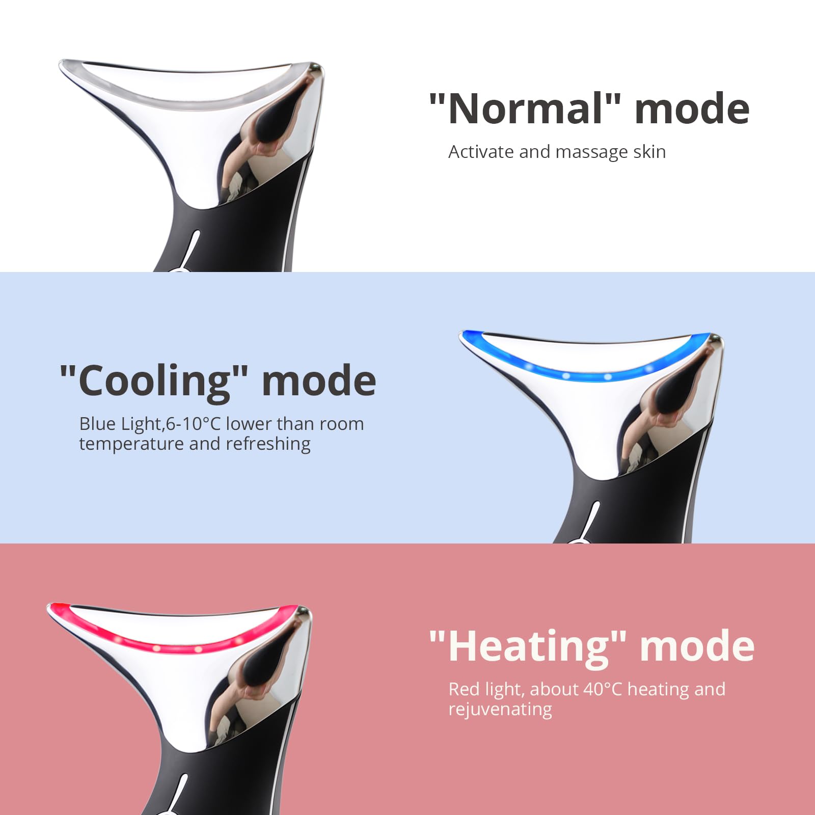 Ms.W red light therapy face massager side view, ergonomic grip for easy handling.