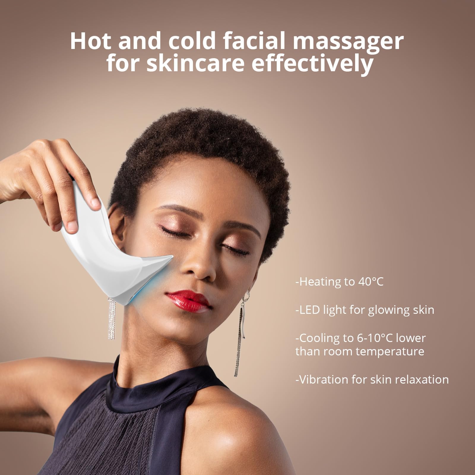 Ms.W massage head glides smoothly along jawline for contouring comfort.