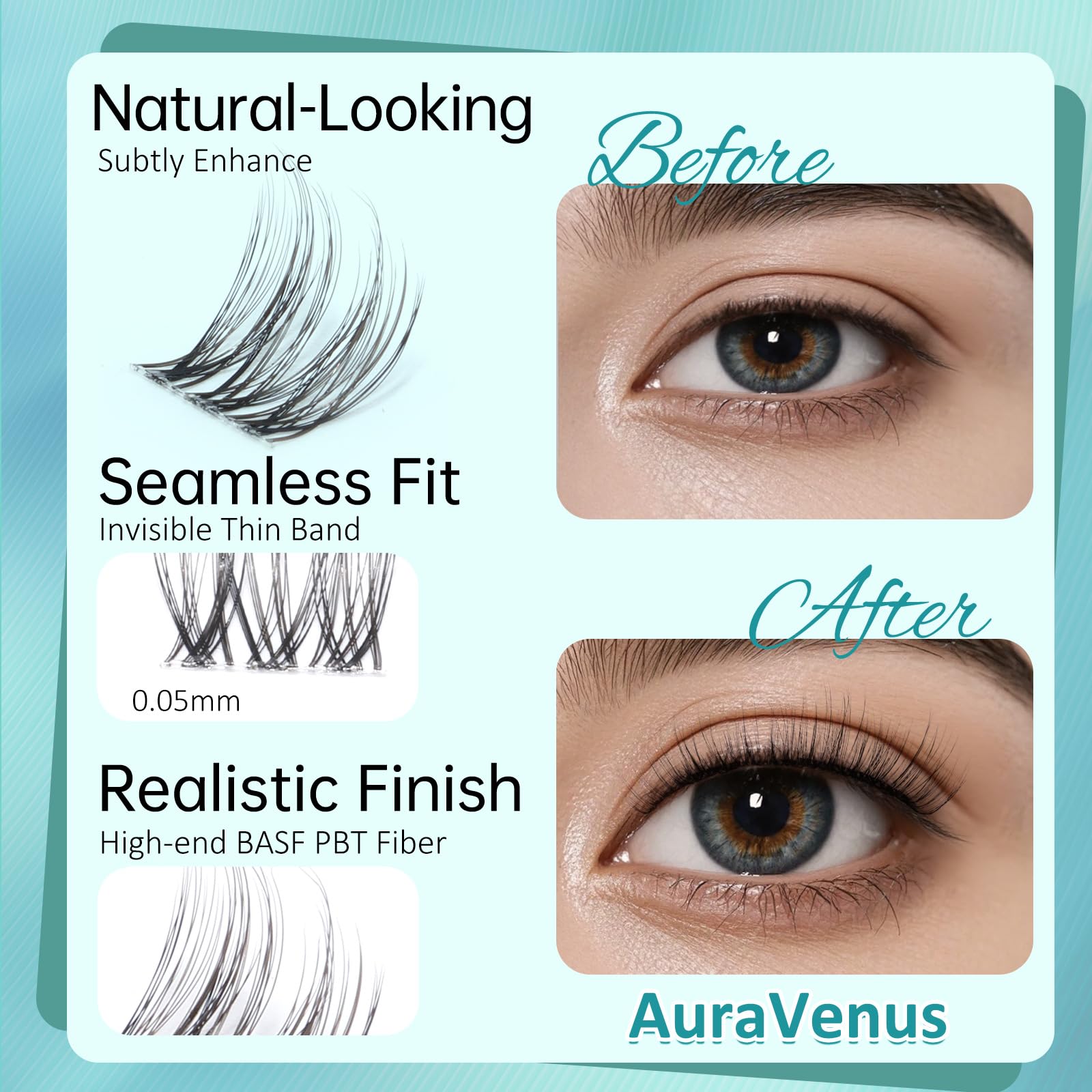 MSCICI AuraVenus.03 invisible band lashes blend seamlessly with natural lashes.