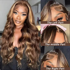MSCLARA honey blonde ombre 13x6 HD lace front wig blends with skin tones for a soft glow.