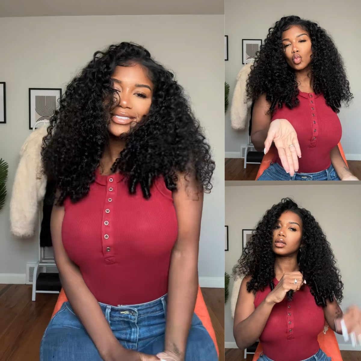 mscoco v-part wig Burmese curly virgin hair for natural volume.