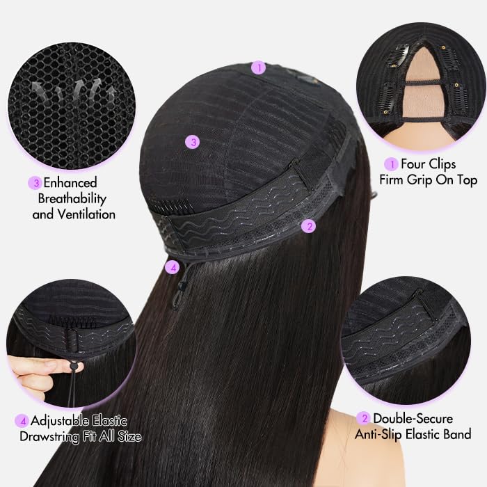 mscoco v-part wig no lace no glue versatility.