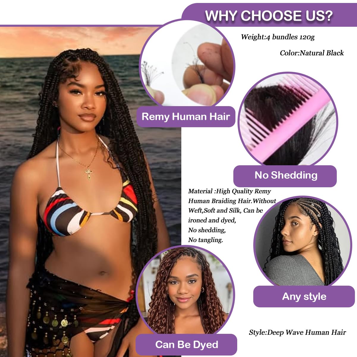 MsDanna boho braids deep wave hair for versatile styling.