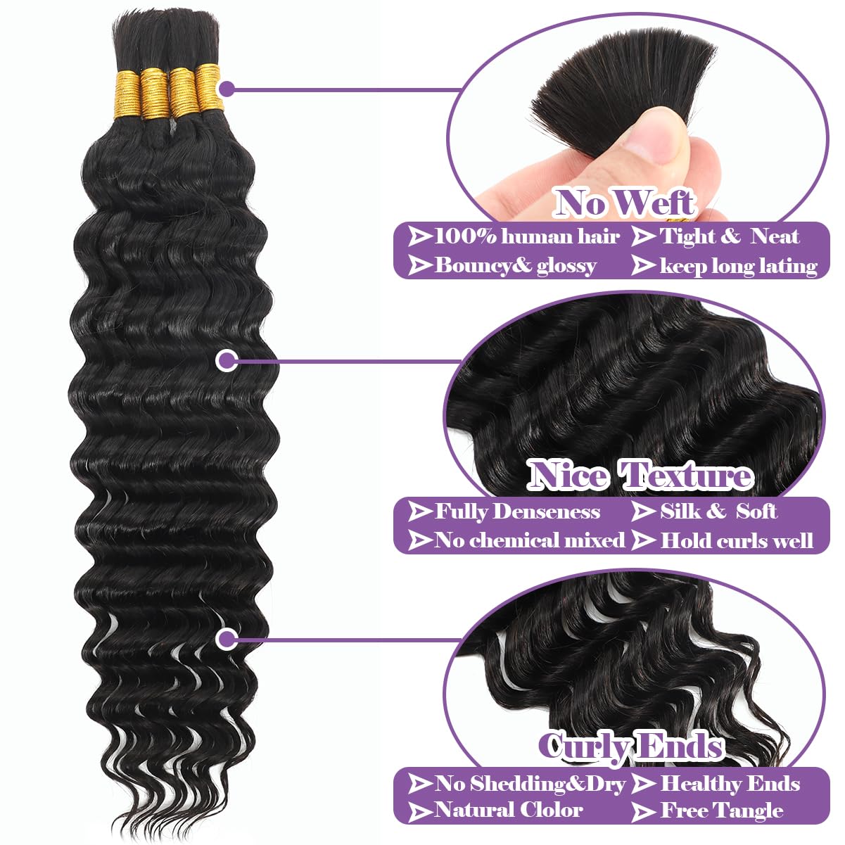 MsDanna four bundles pack braiding hair for fuller knotless installs.