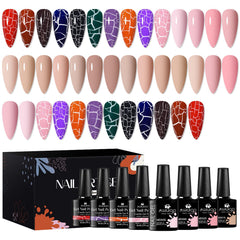 MSRUIOO crackle gel polish kit collection with vivid 3D crackle effects for at-home nails