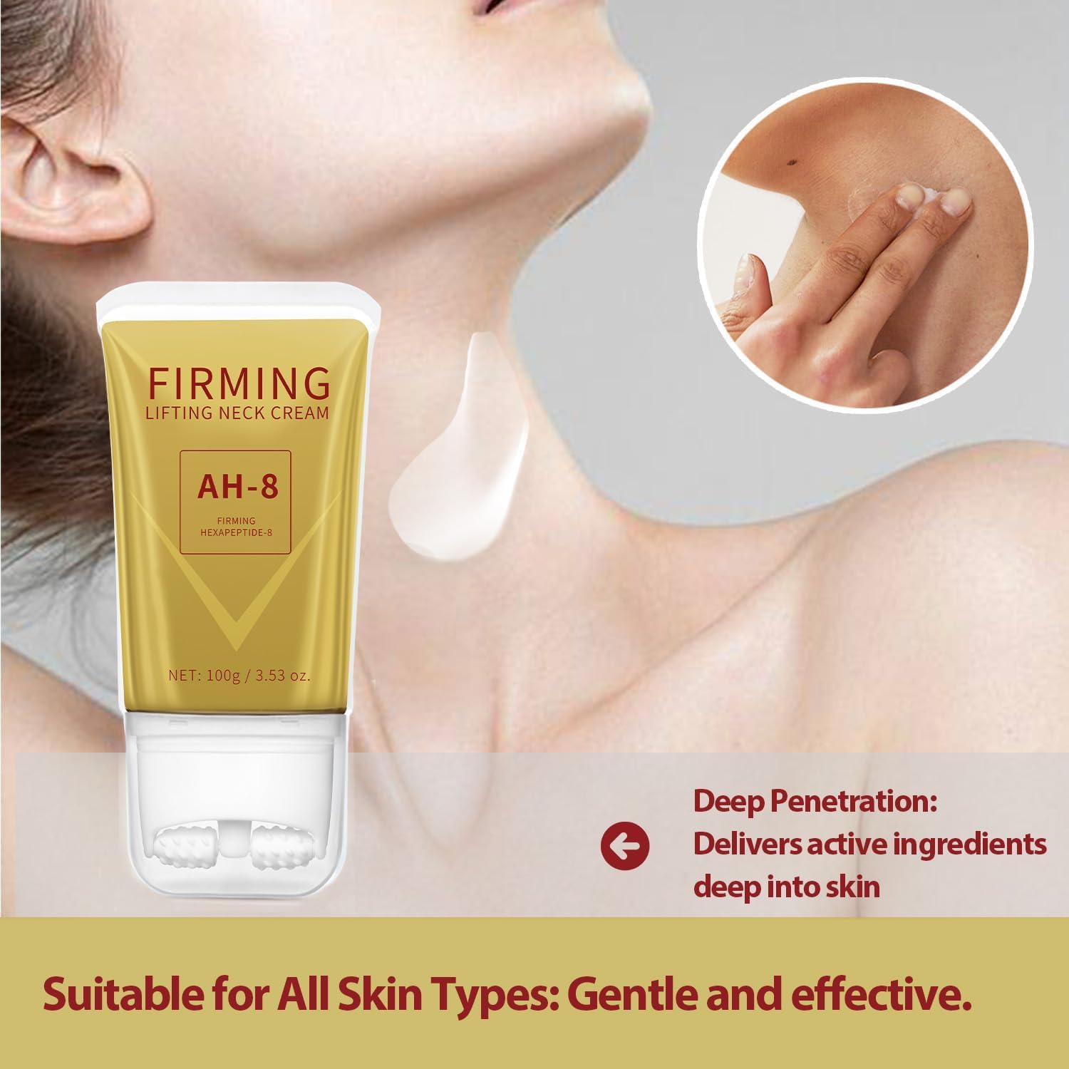 Hydration boost for dry winter skin with AH-8 neck cream.