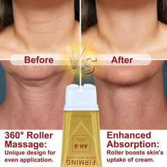 Texture close-up of AH-8 neck cream for smoothing skin.