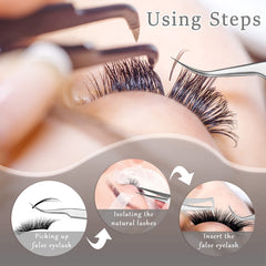Mudder six piece eyelash tweezers set with curved tips for lash separation