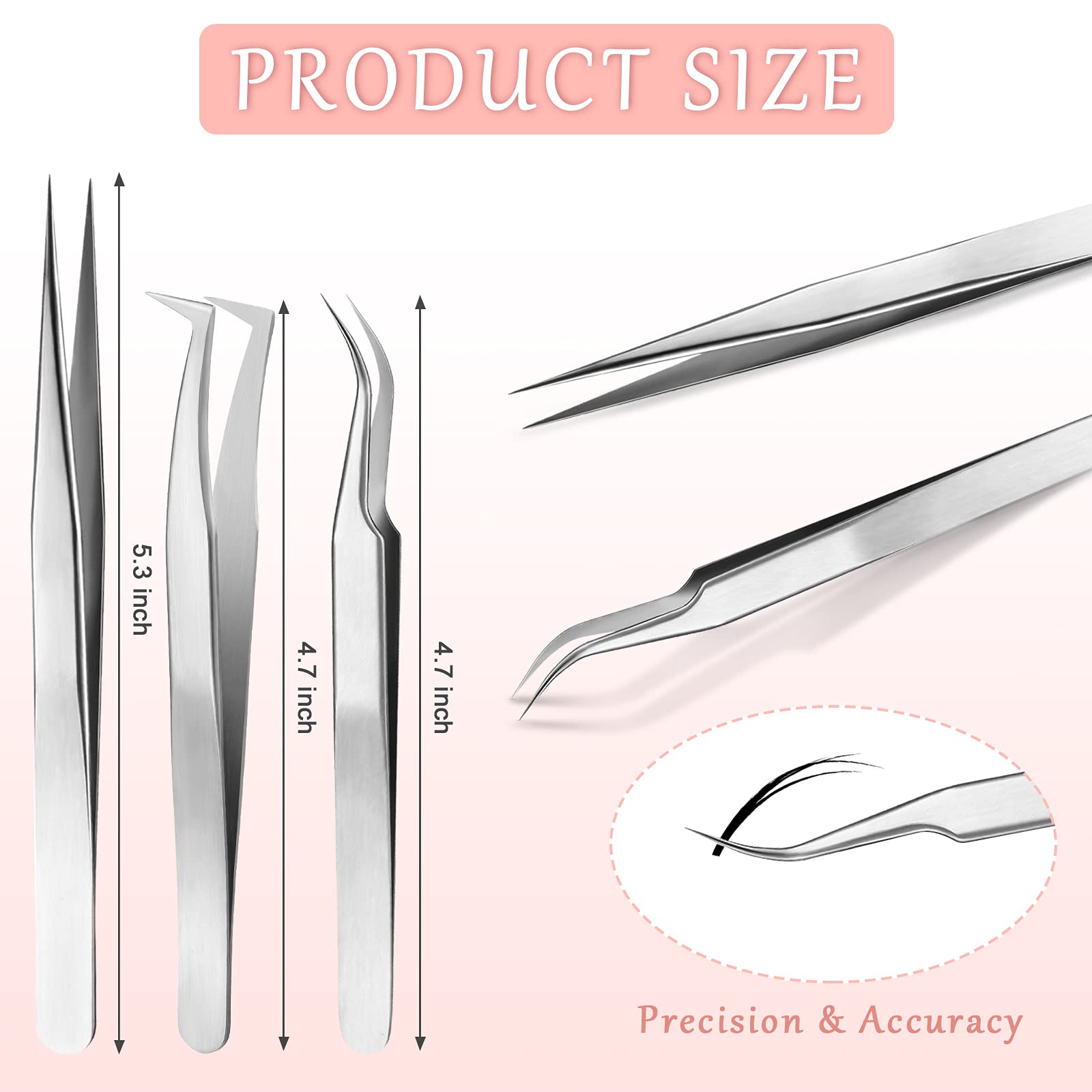 Mudder six piece eyelash tweezers set with volume clips to hold lashes in place
