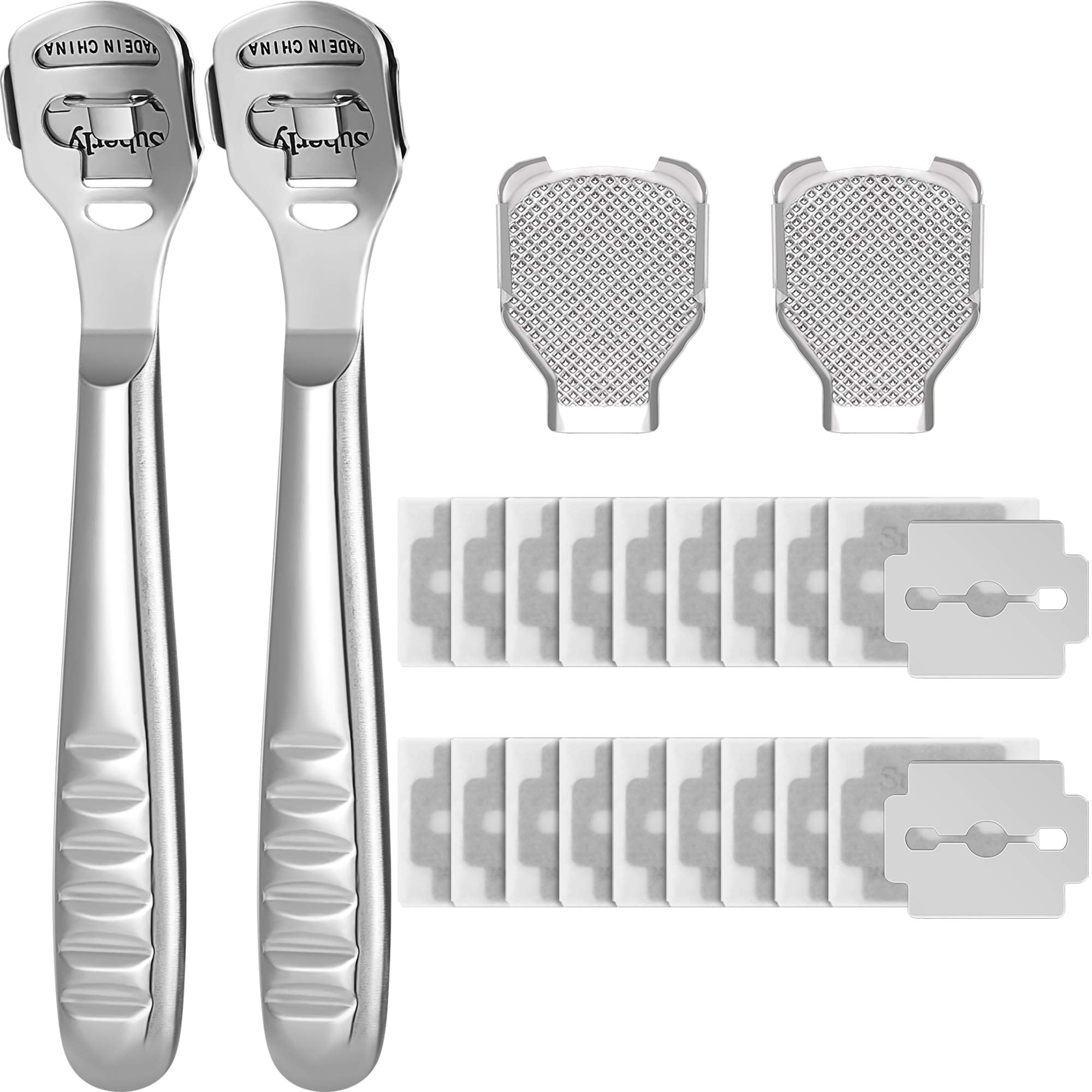Mudder callus shaver set with steel handle for smooth removal of hard skin