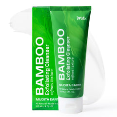Mudita Earth Bamboo Microdermabrasion Scrub on face for smoother skin