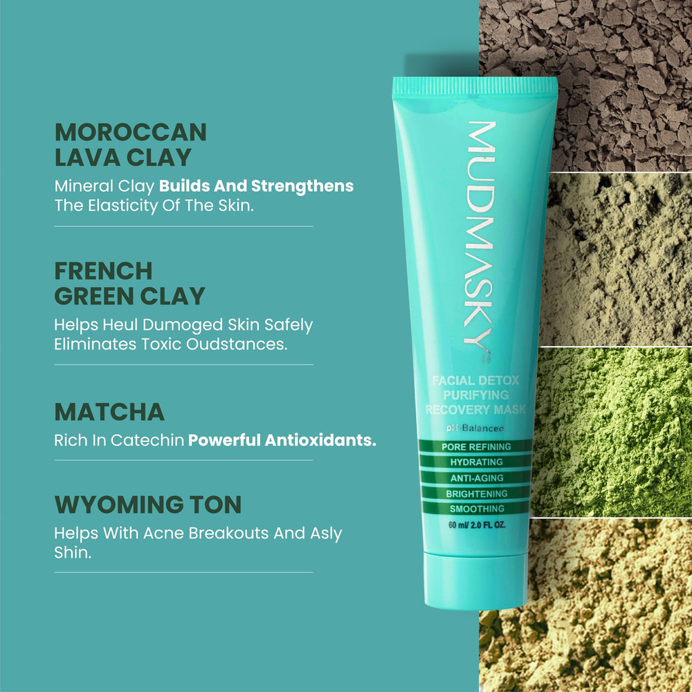 Mudmasky mask being applied for a smooth, radiant complexion