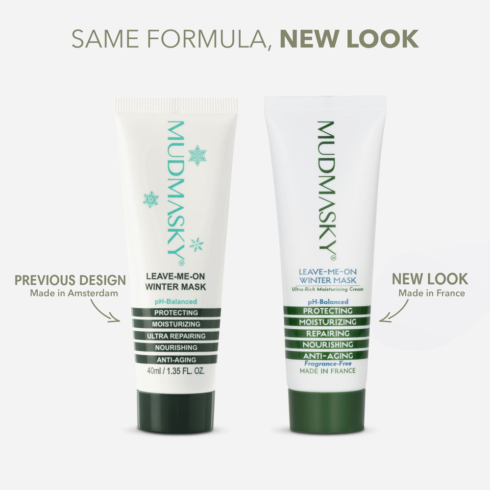 MUDMASKY Leave-Me-On Winter Mask bottle in a winter skincare routine