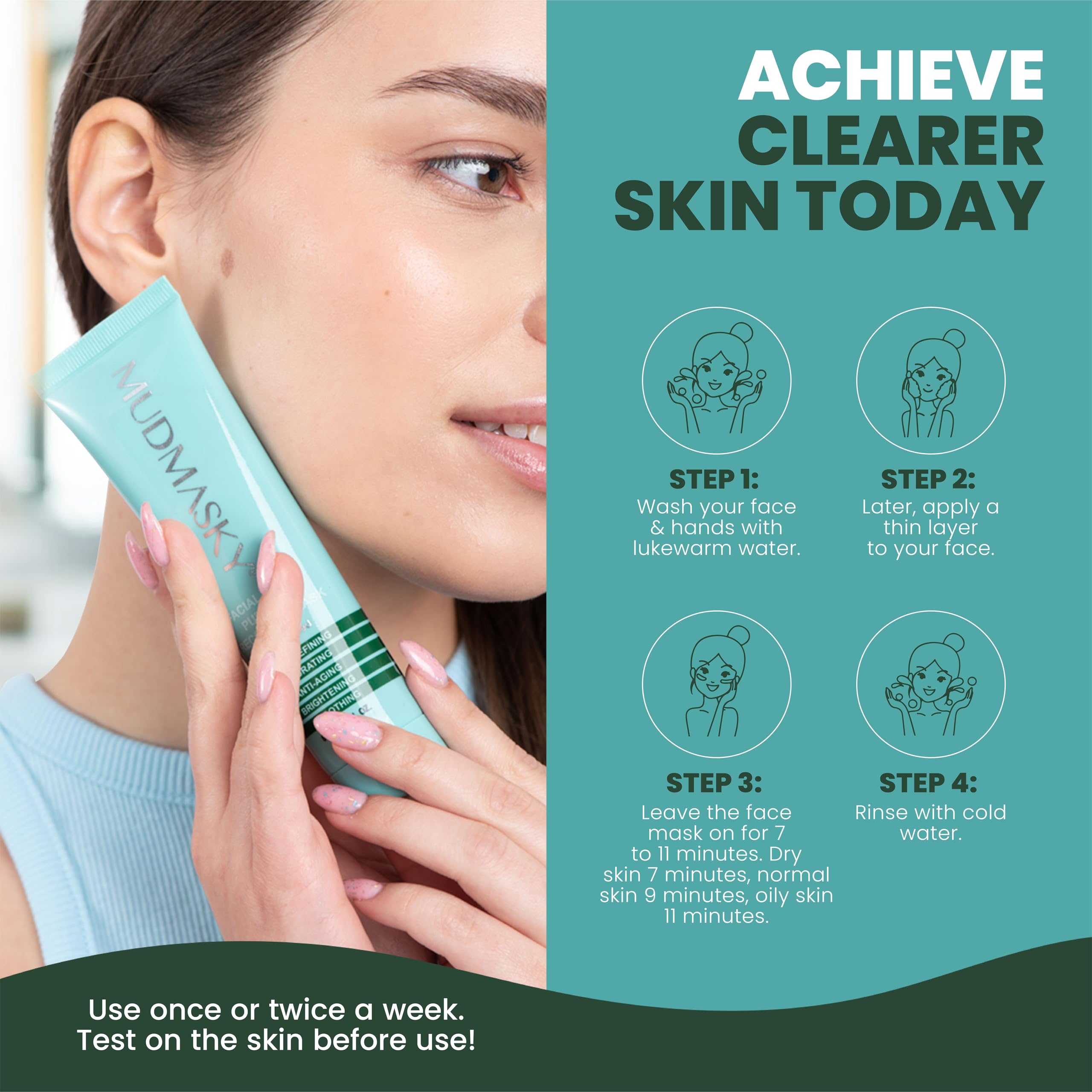 Mudmasky matcha tea and bamboo extract support skin resilience