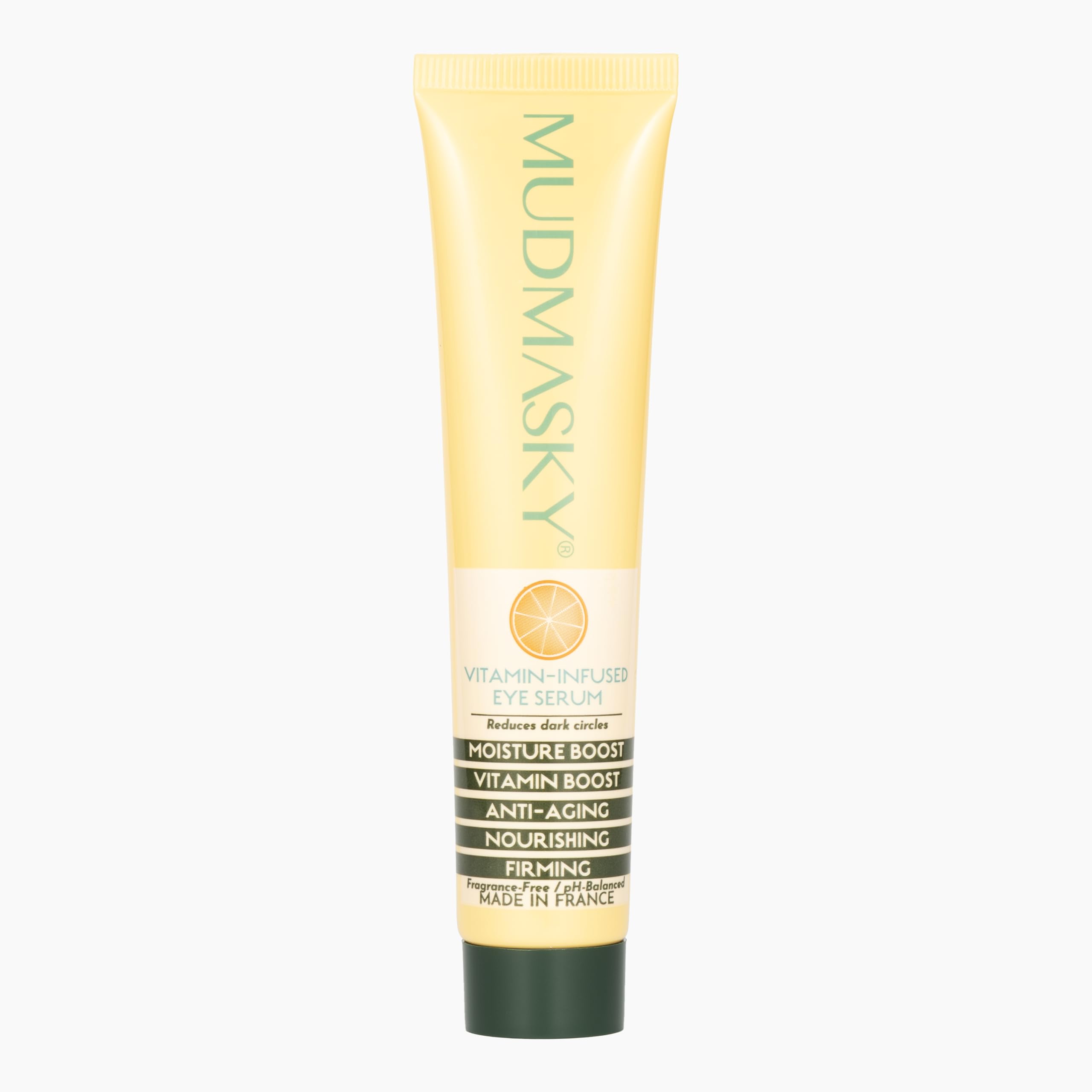 Mudmasky Vitamin-Infused Eye Serum bottle close-up showing premium packaging and nutrient-rich formula