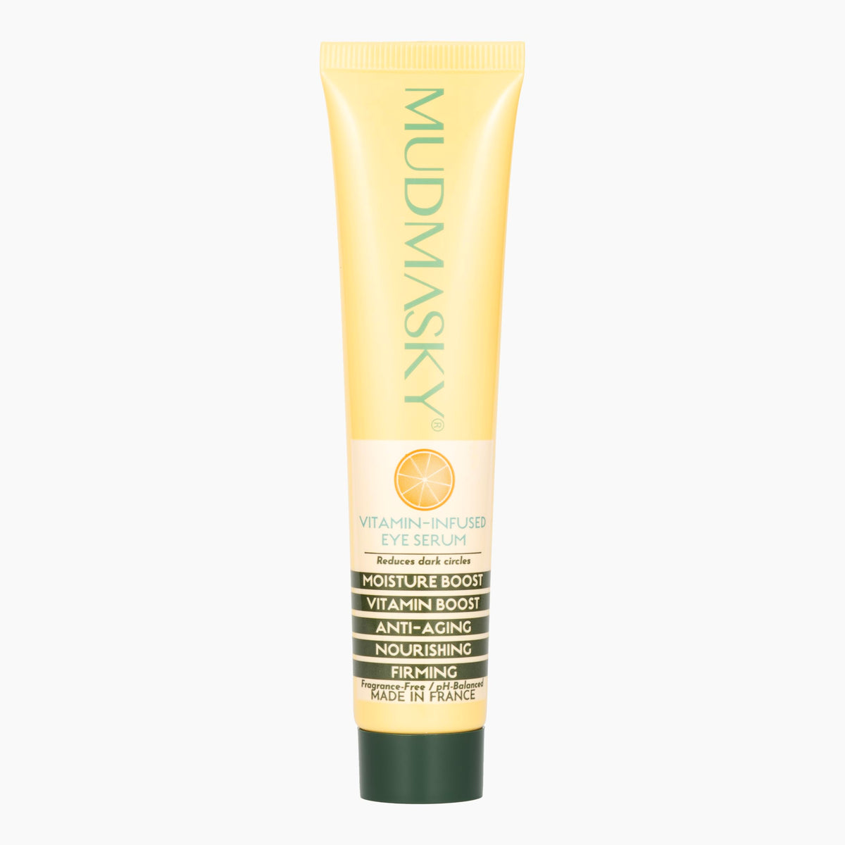 Mudmasky Vitamin-Infused Eye Serum bottle close-up showing premium packaging and nutrient-rich formula