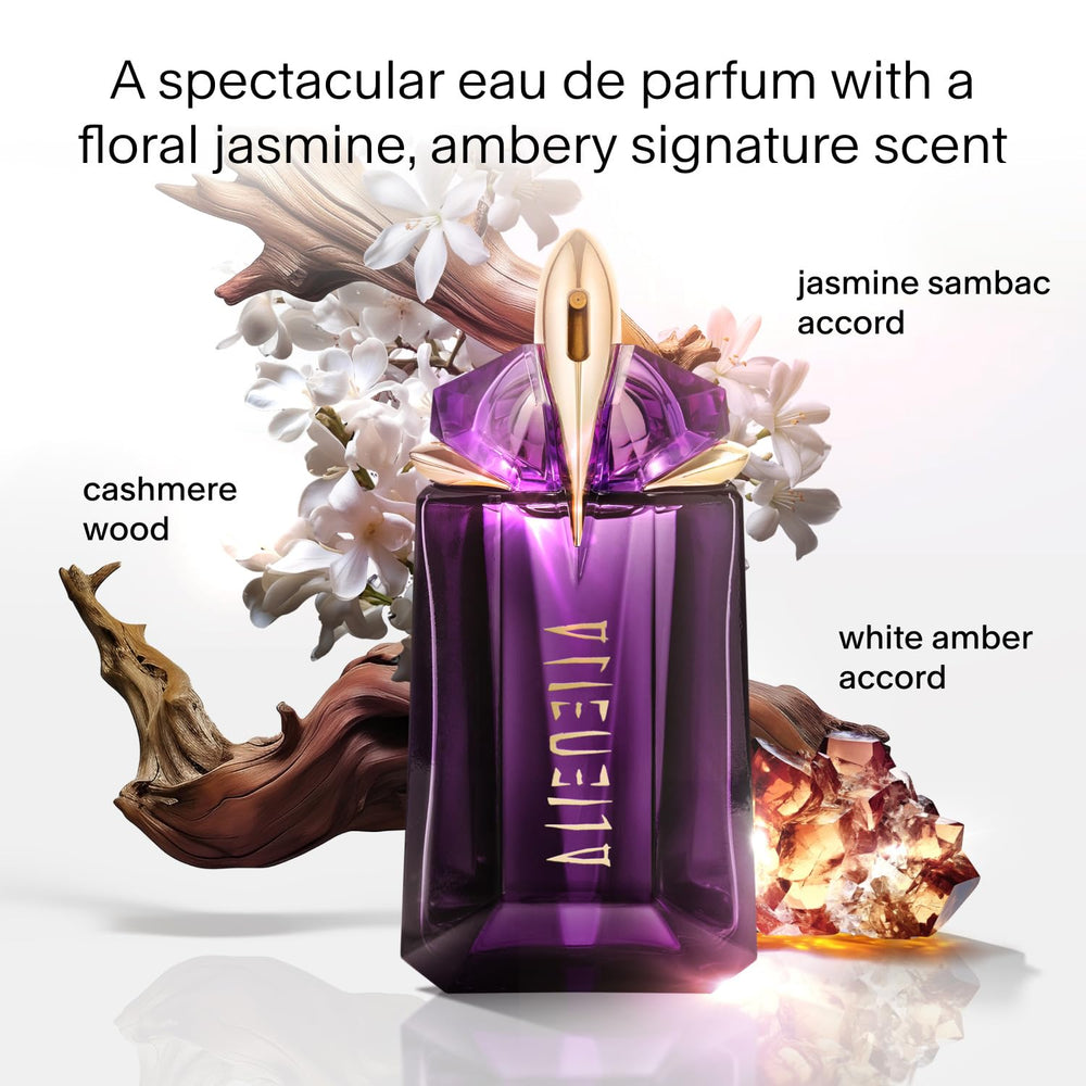 Mugler Alien EDP bottle image, showcasing a floral-woody fragrance for versatile occasions.