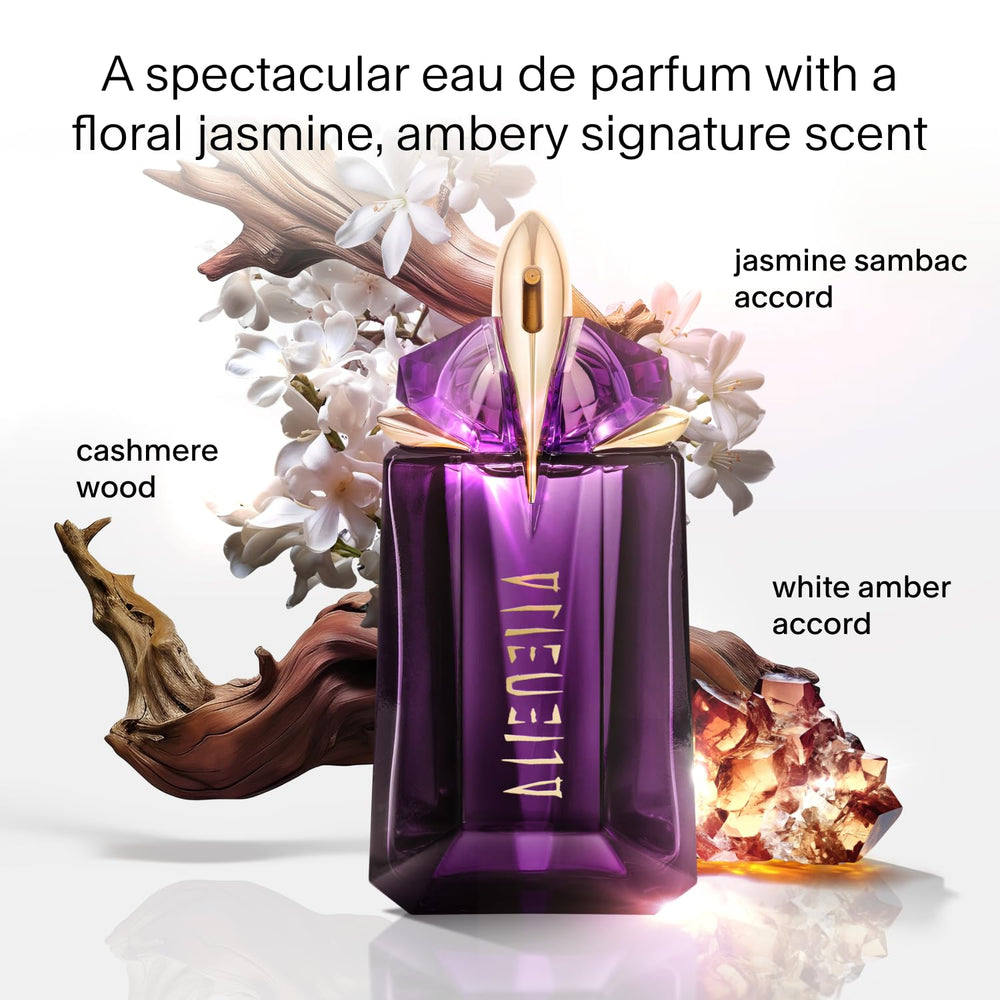 Mugler Alien mini set bottle back, showcases elegant packaging for gifting.