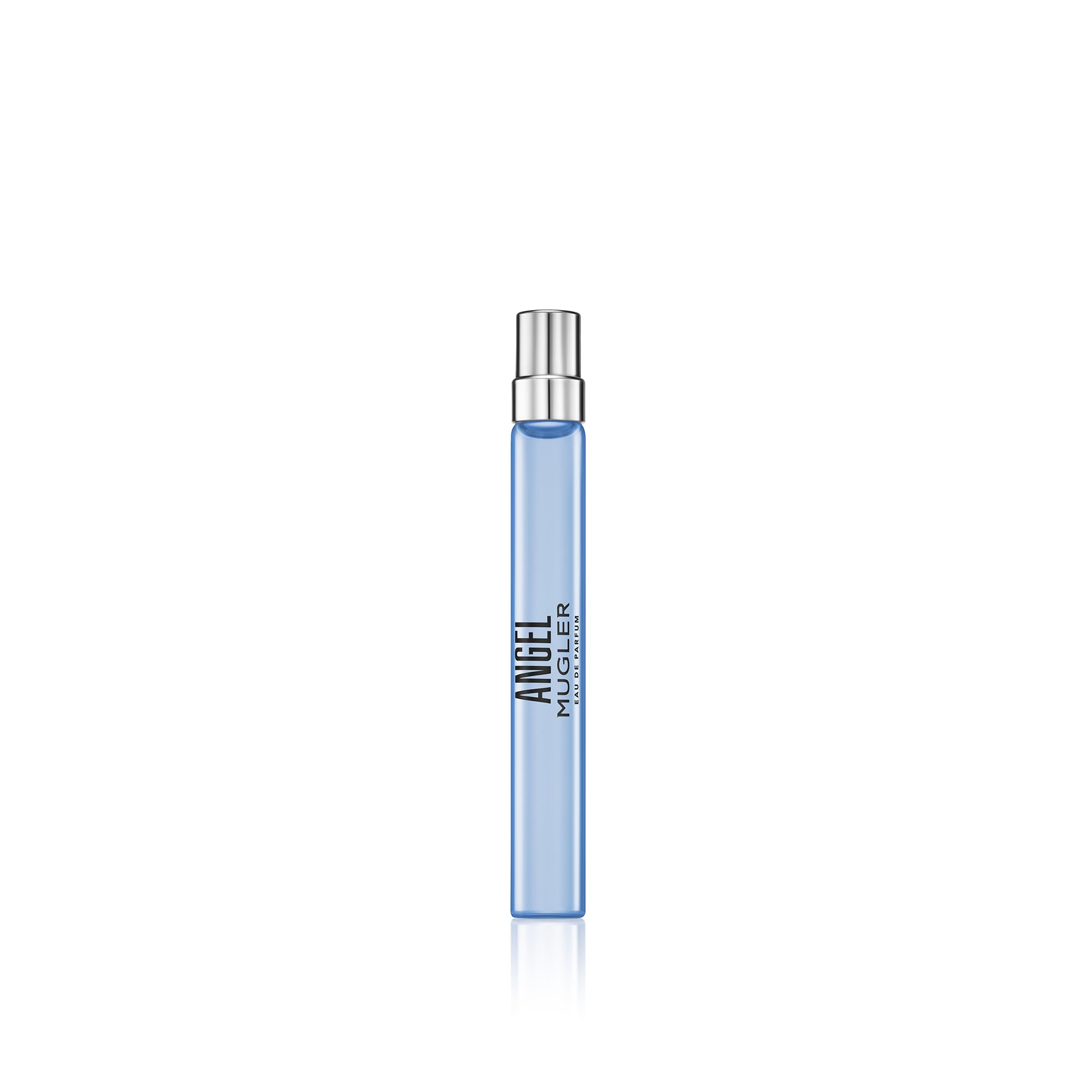 Mugler Angel bottle pour shows bergamot and praline notes for a fresh, alluring start.