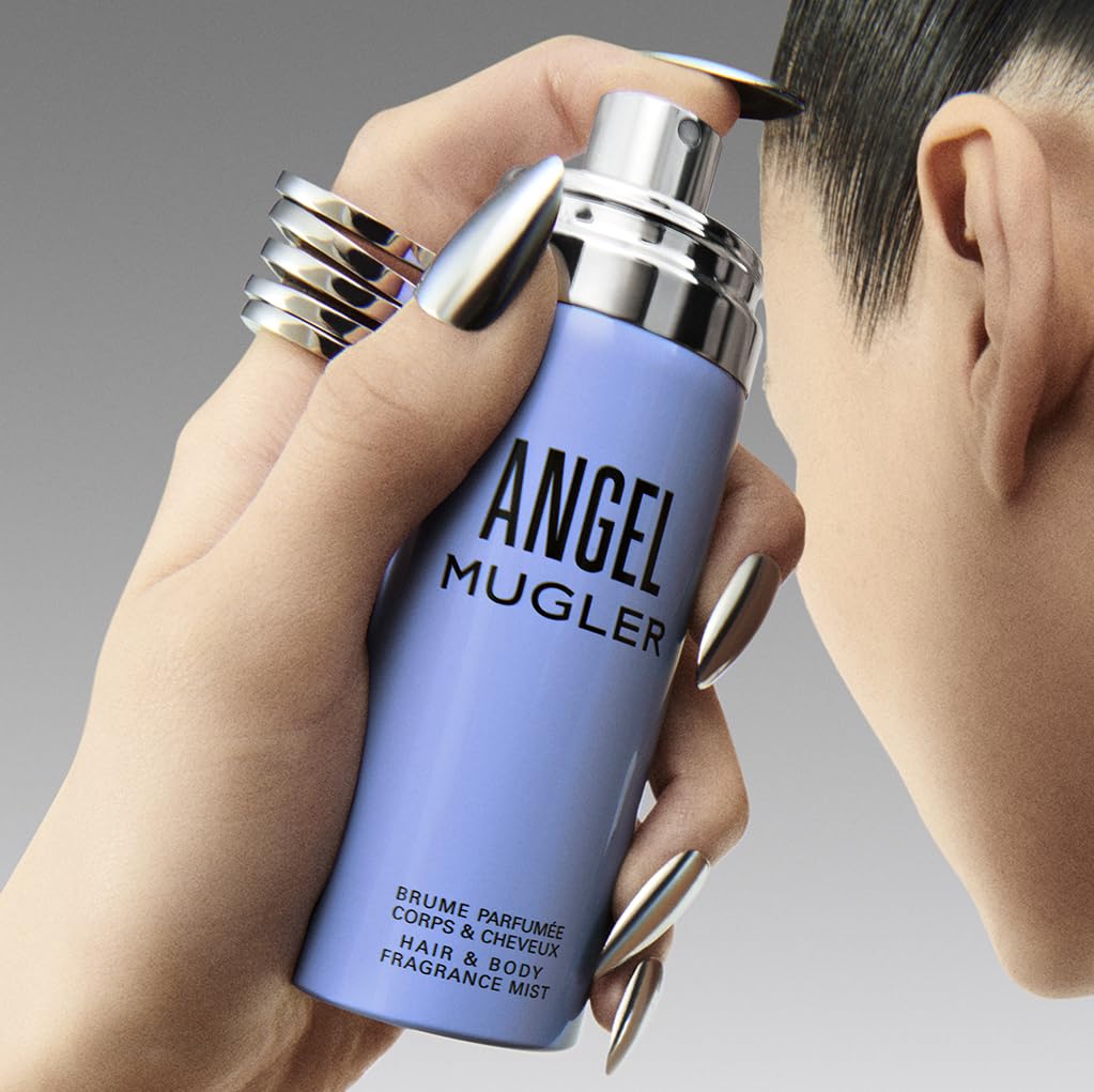 Mugler Angel Hair & Body Mist on skin delivers warm vanilla and patchouli appeal.