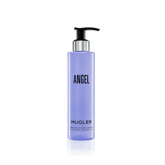 Mugler Angel shower gel bottle with floral-woody scent for daily cleansing.