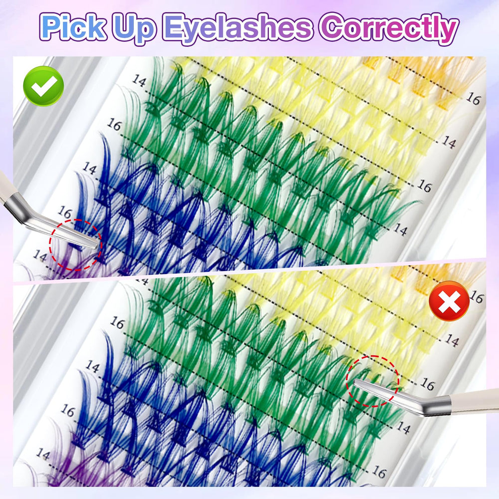 MUIIGOOD purple 14mm cluster lashes for playful evening styles.