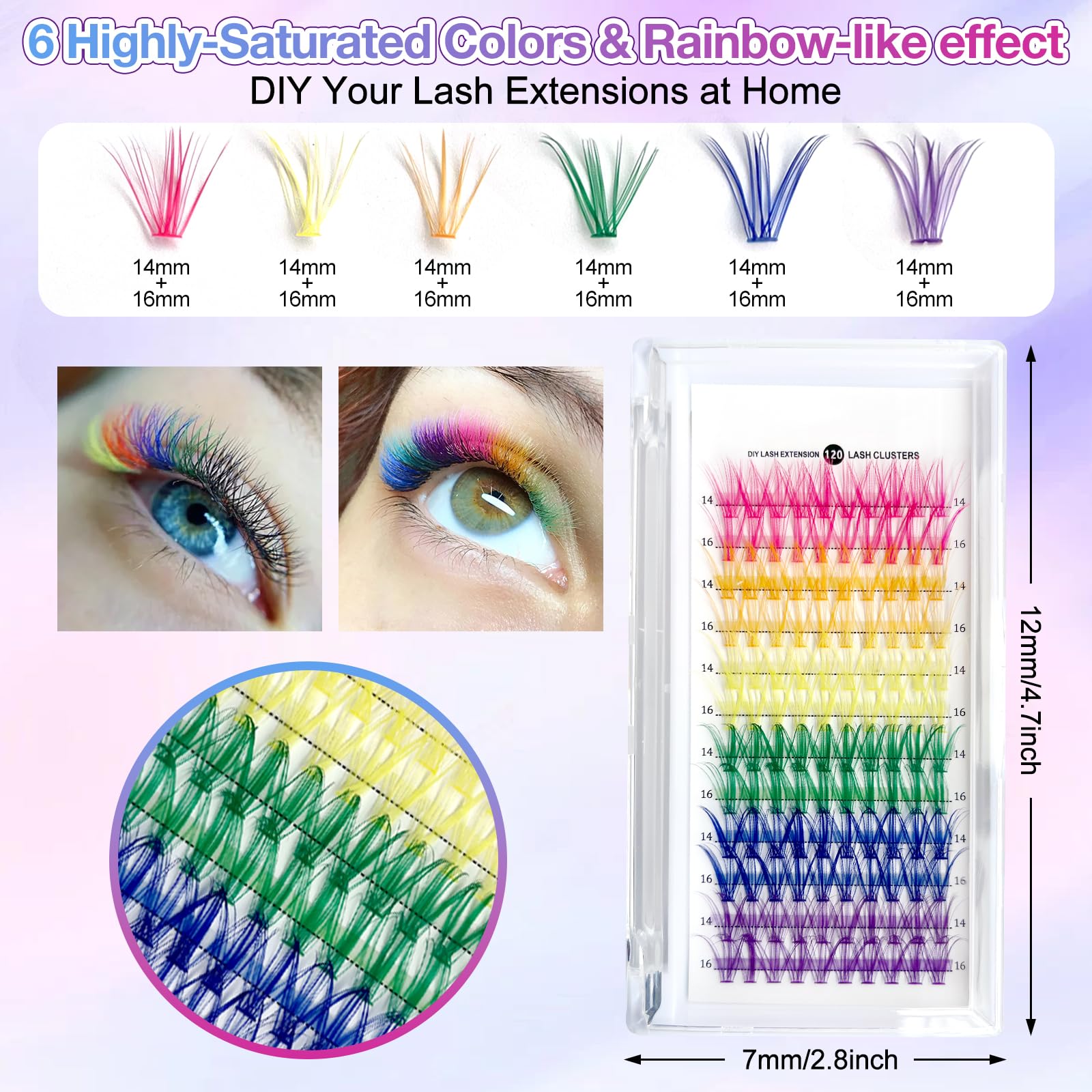 MUIIGOOD yellow 14mm colorful cluster lashes brighten your eyes.