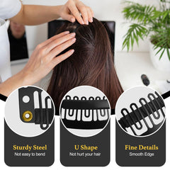 MUIIGOOD silicone bar clip protecting scalp during attachment.