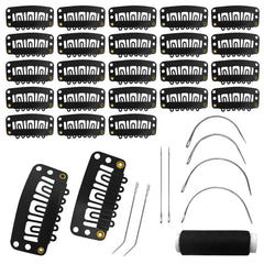 MUIIGOOD 32mm 6-teeth wig clips with rubber grip for secure extensions.