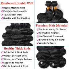 Multino 16A body wave bundle 22 inch for long, voluminous looks