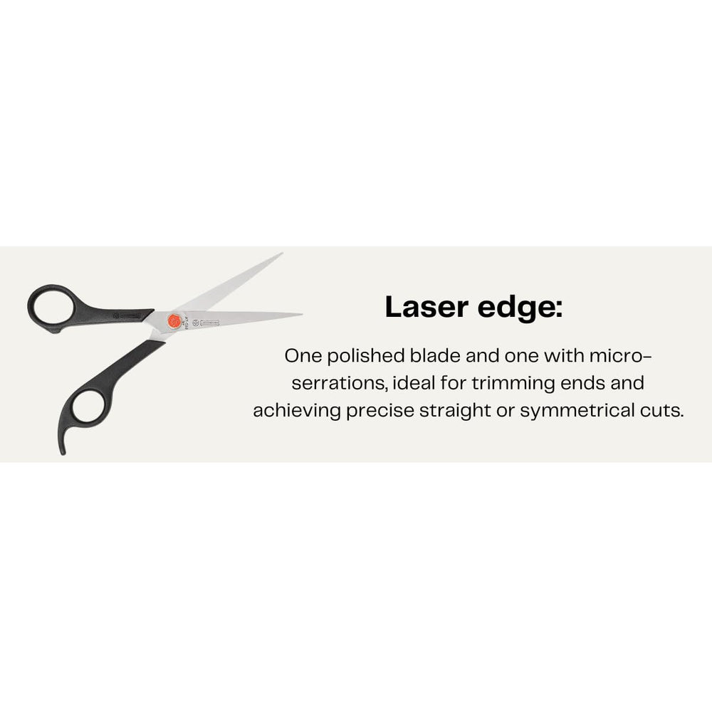 Mundial Red Dot barber shears in premium stainless steel with artisanal precision.