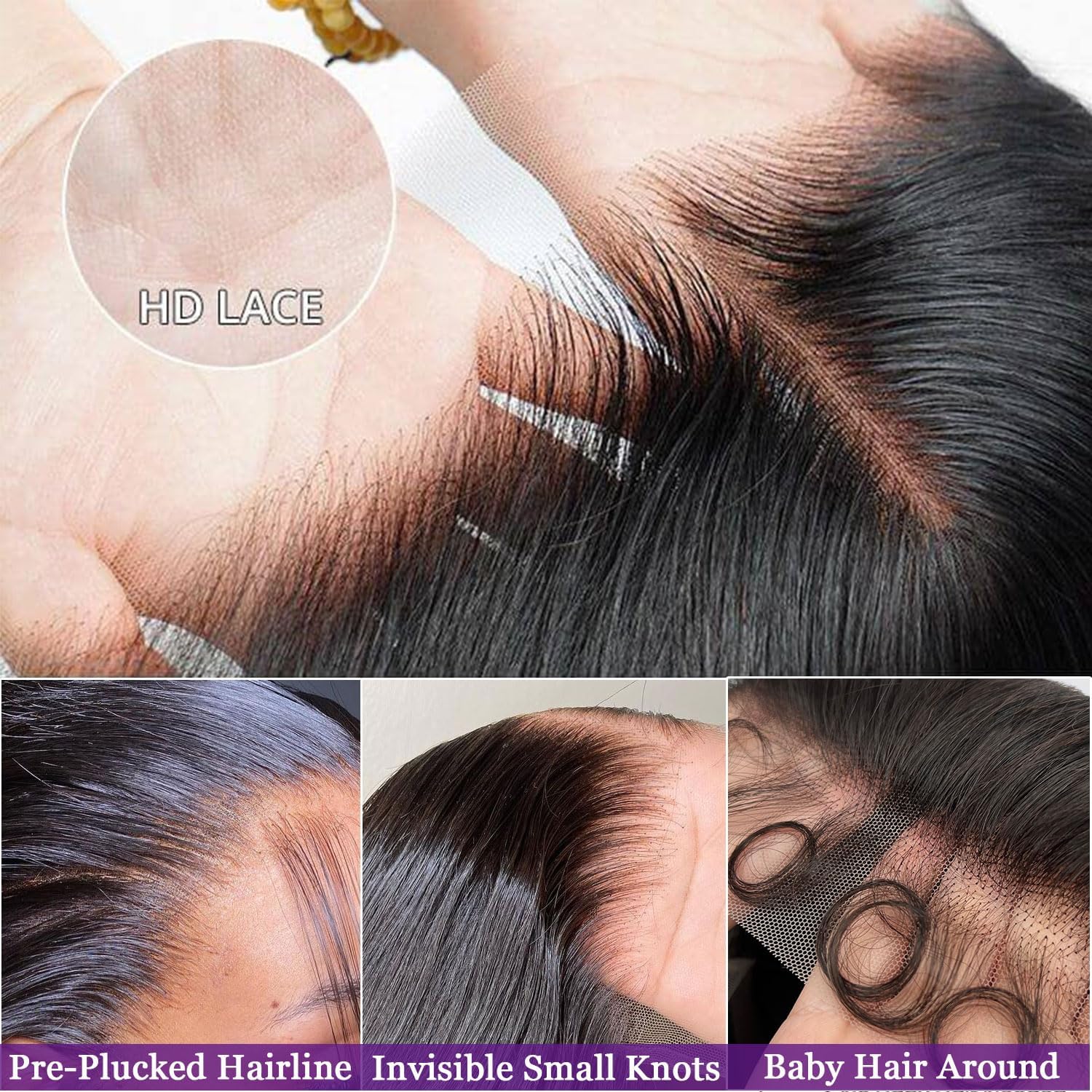 MUNONG straight wig with baby hair for a soft natural look