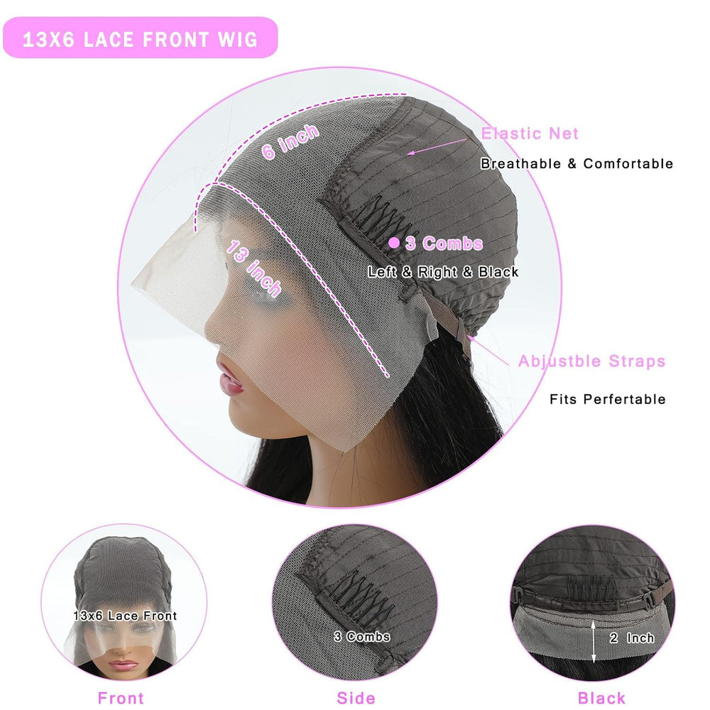 MUNONG straight wig displayed with middle and side part options