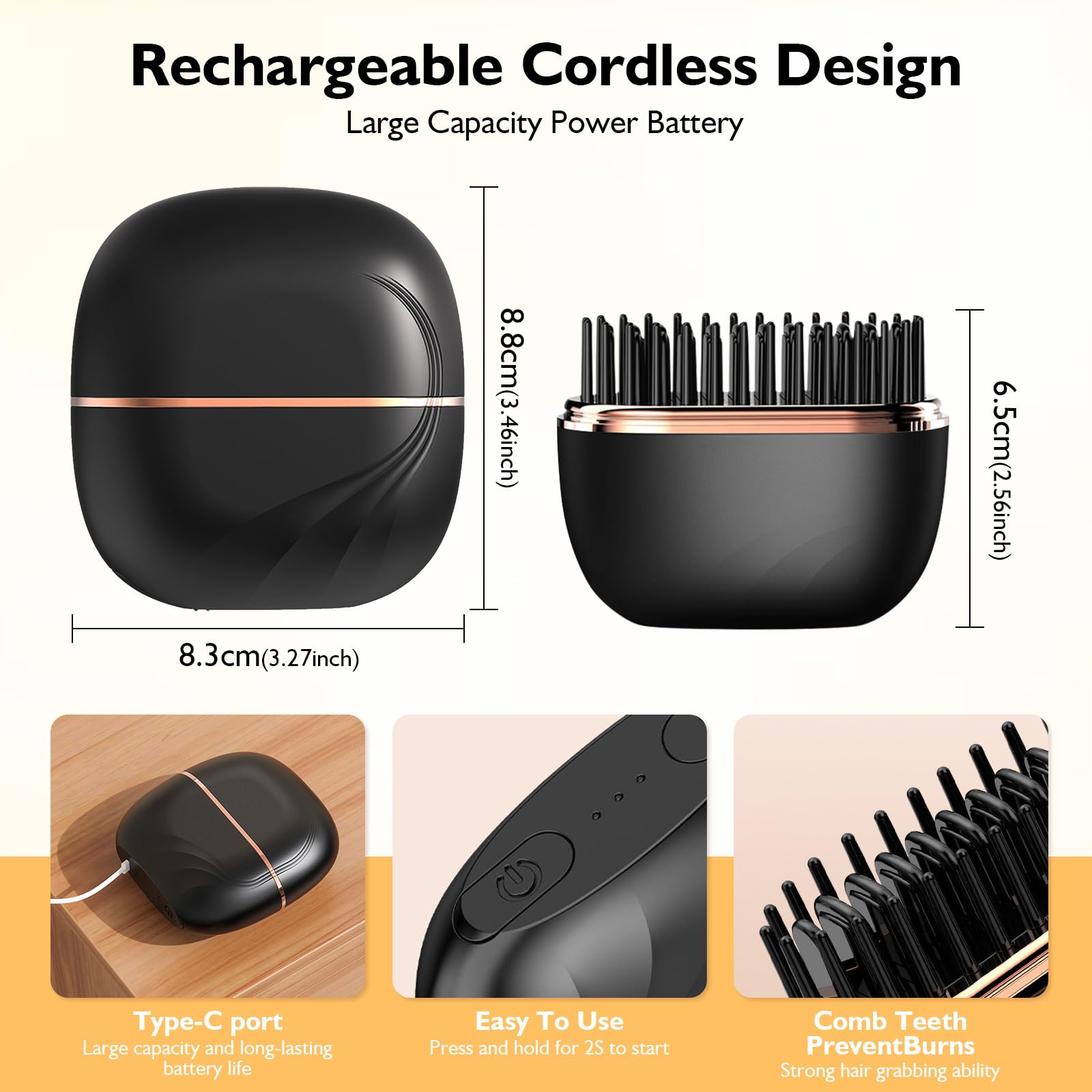 Muoyid Glambrush Mini Pink three heat settings provide precise control.