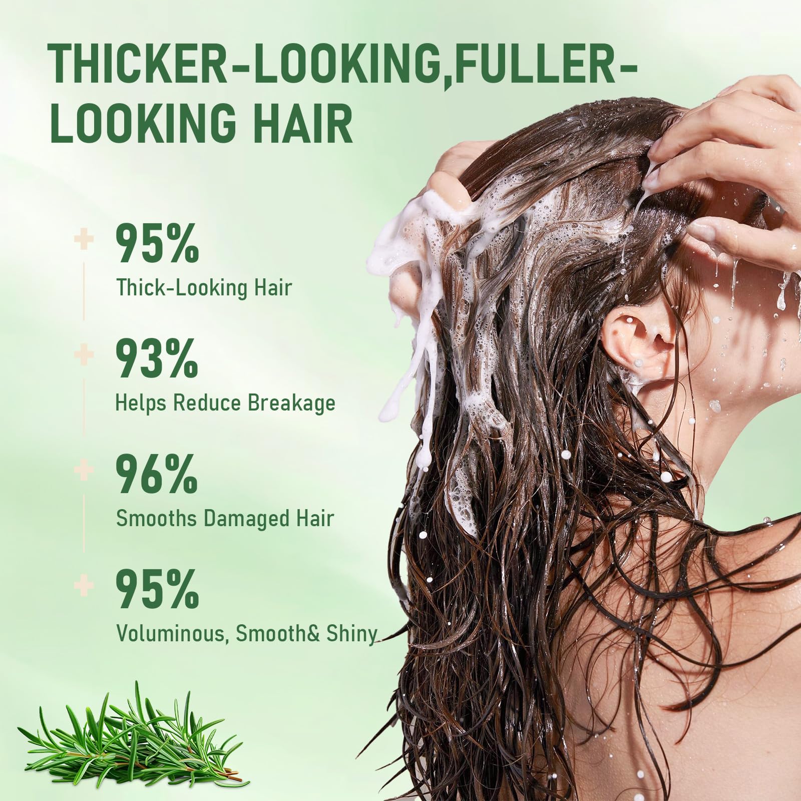 Muoyid rosemary hydrolyzed keratin shampoo after-use hair close-up reveals shine and smoothness