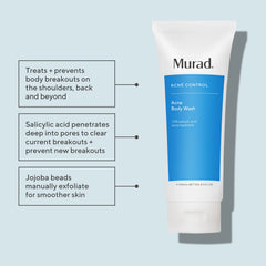 Murad Acne Body Wash chest area exfoliation for smoother skin.