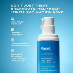 Murad Biome-Balancing Serum on skin demonstrates smooth texture and pore decongestion