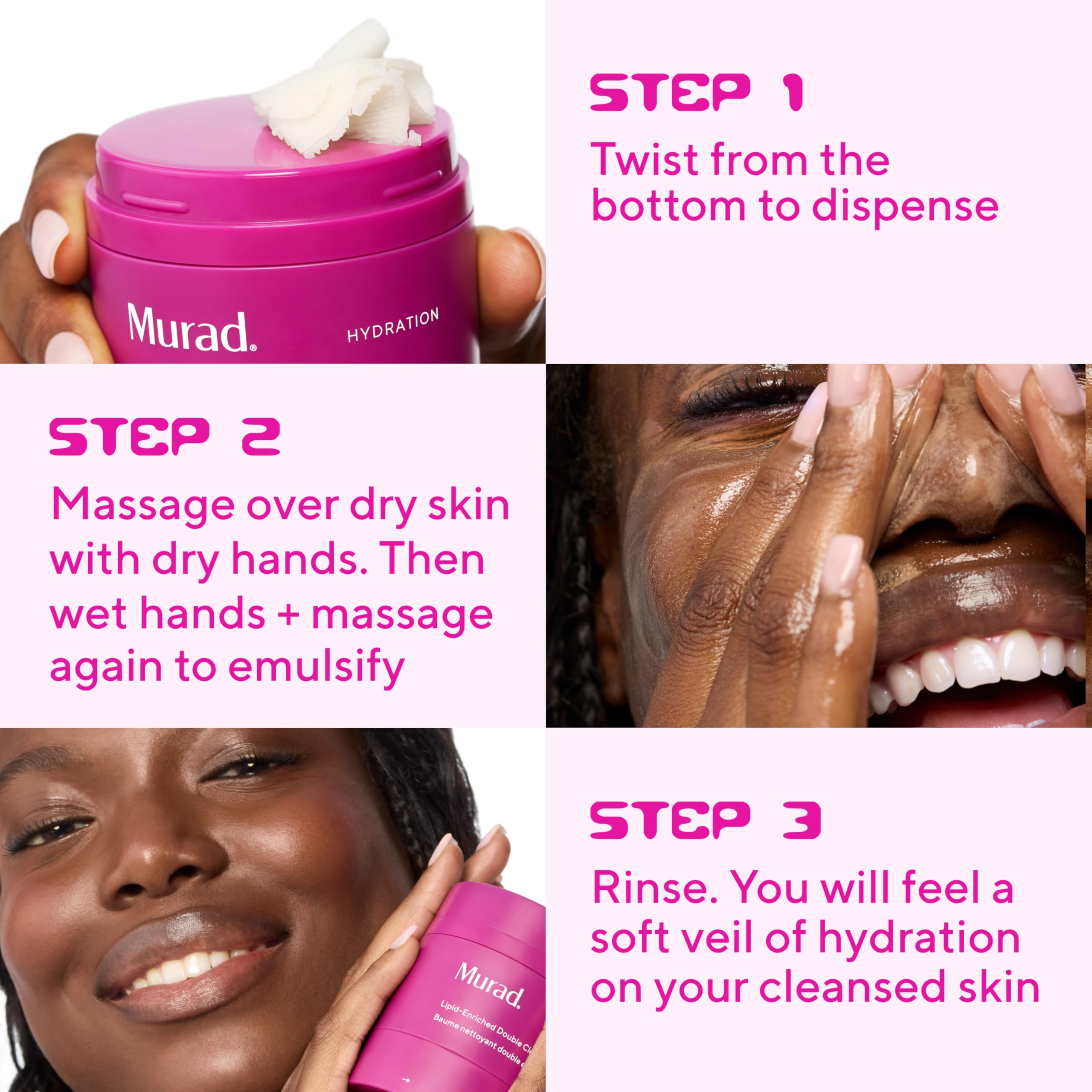 Murad cleansing with breathable hydration during rinse-off