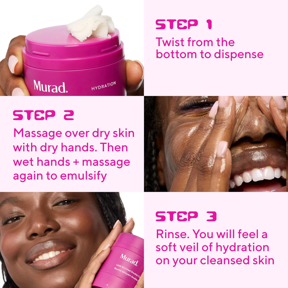Murad cleansing with breathable hydration during rinse-off