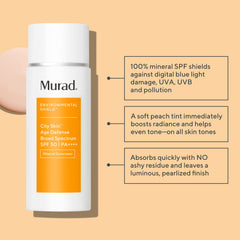 Murad City Skin Age Defense bottle cap view highlights easy application and travel convenience.
