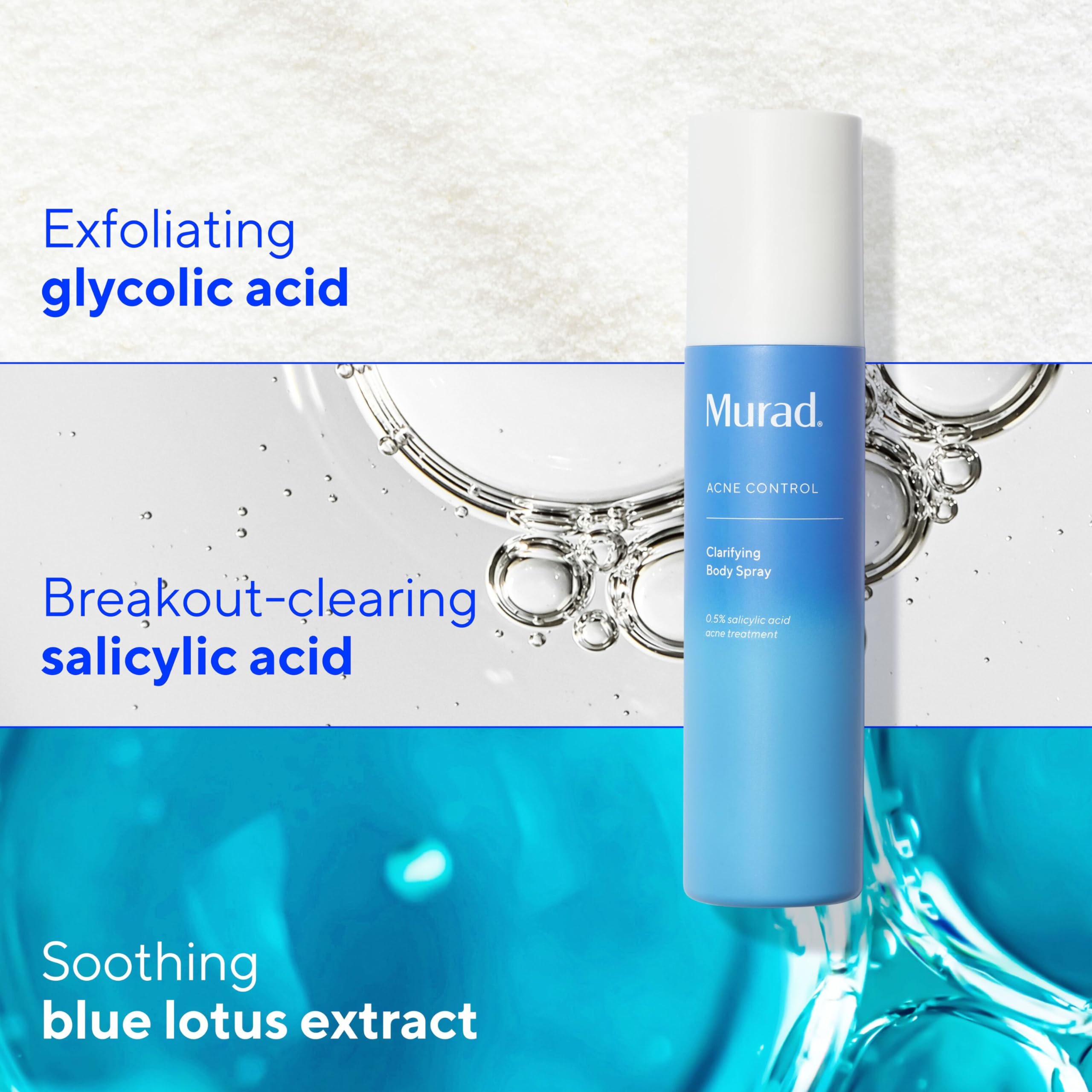 Murad Clarifying Body Spray fine mist sprays evenly on skin.