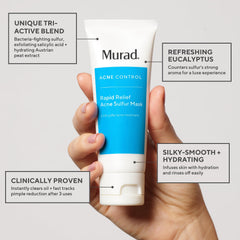 Murad Rapid Relief Acne Mask application spread across skin for even layer.