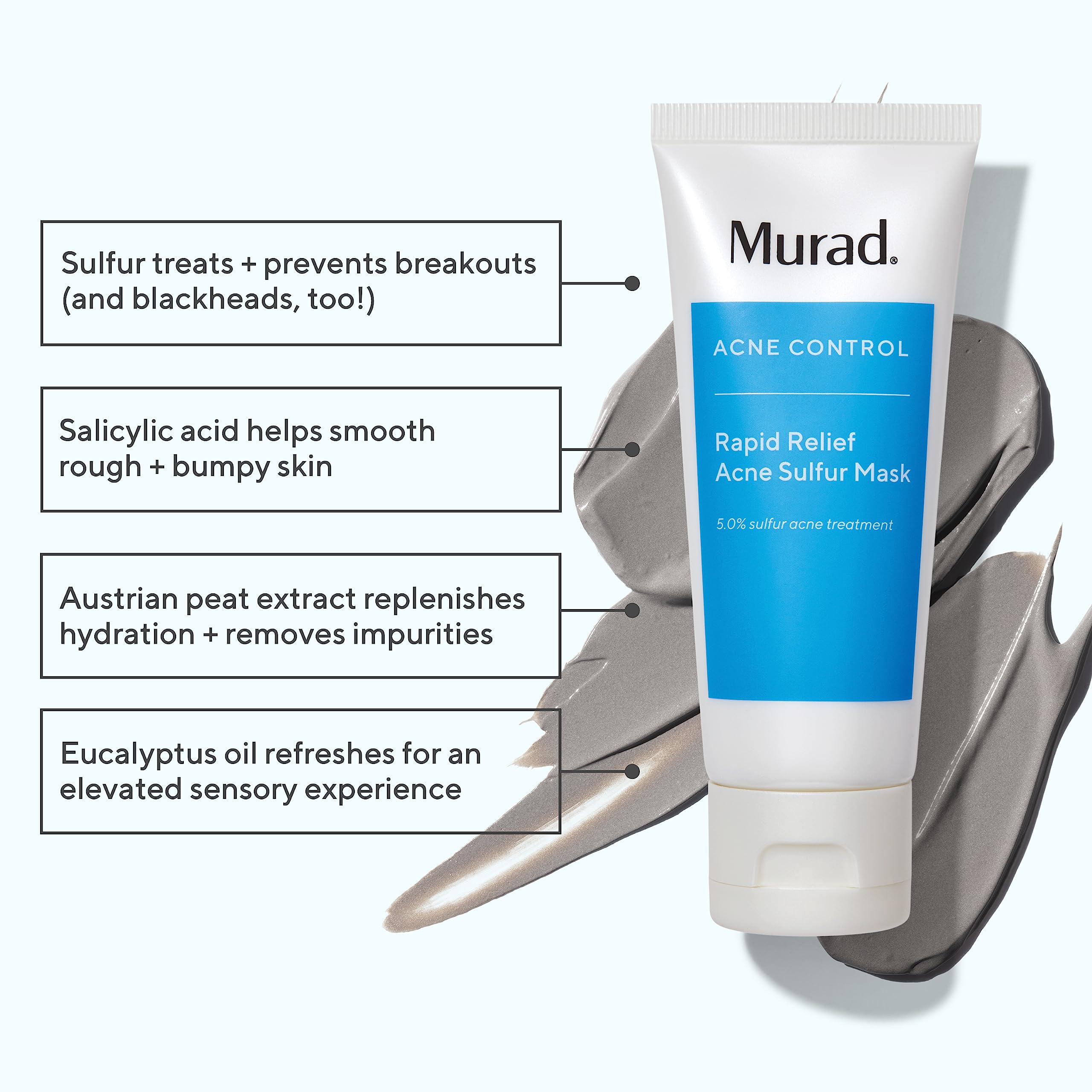 Murad Rapid Relief Acne Mask jar texture showing kaolin clay purification.