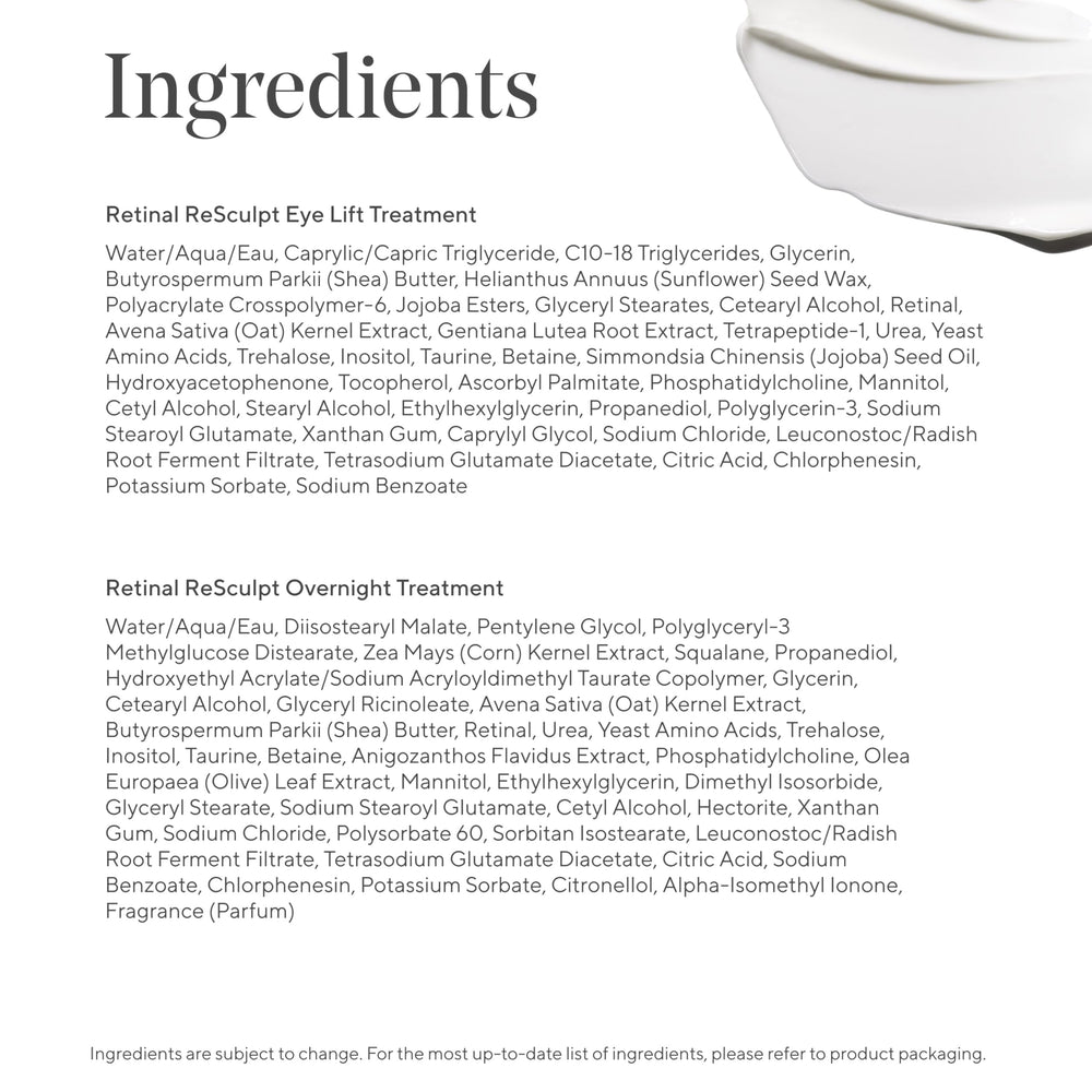 Close-up of Murad Retinal ingredients panel on encapsulated formula for potency.