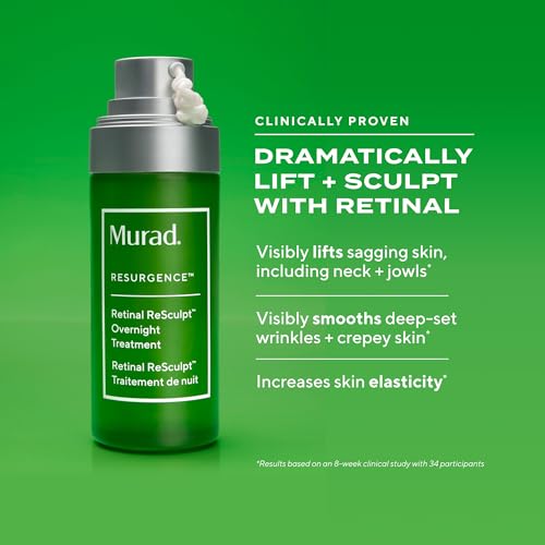 Murad Retinal ReSculpt application swatch shows creamy night serum.